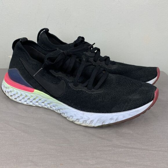 Nike Epic React Flyknit Shoes Mens Size 12.5 Black Pink White Running BQ8928-003 - Picture 1 of 10